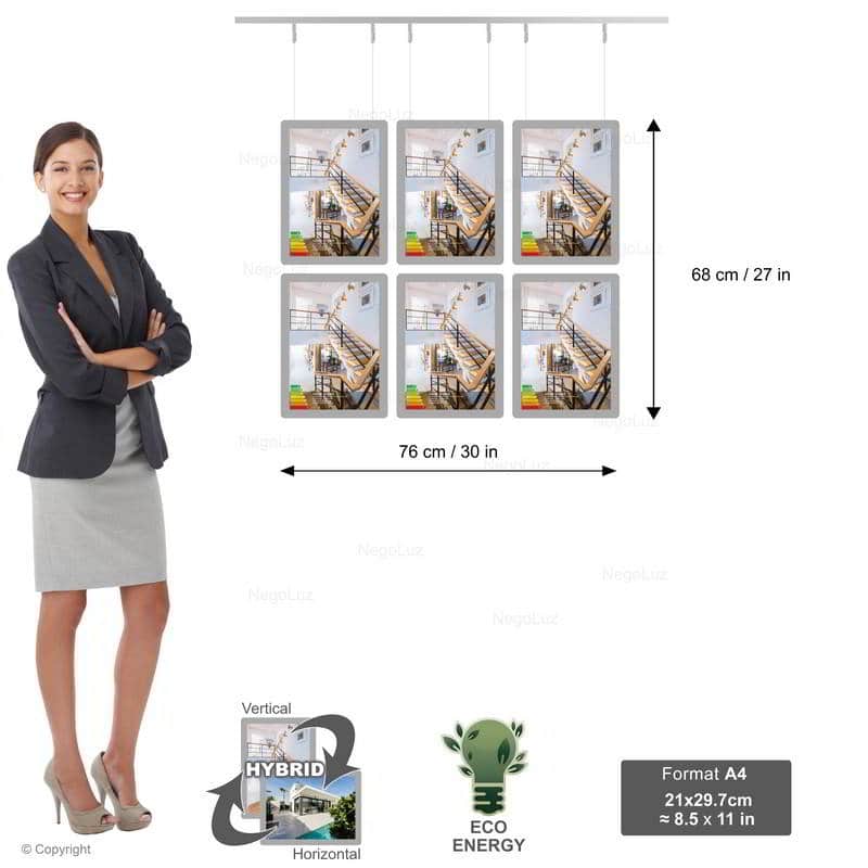 Espositore Led Parete Vetrina - NegoLuz Italia Ecran Vitrine Agence Immobiliere A4v 2r3c